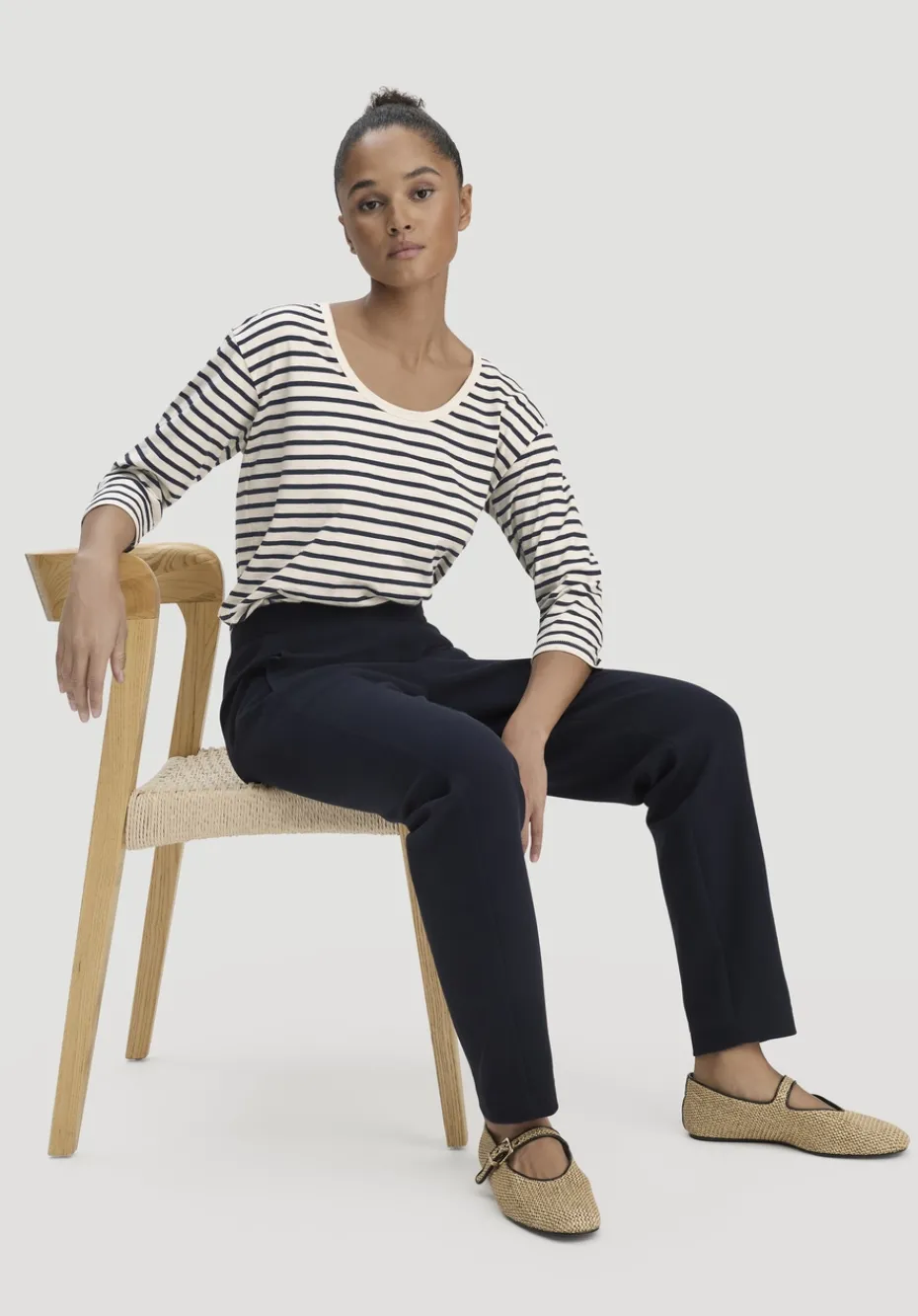 hessnatur Jersey Hose Regular aus Bio-Baumwolle von marine Sale