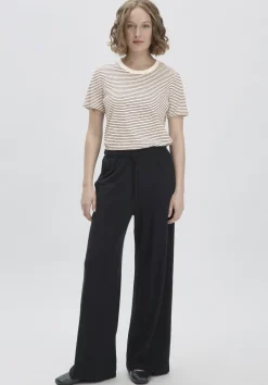 hessnatur Jersey Hose Wide Leg Relaxed aus Leinen und Bio-Baumwolle von schwarz Sale