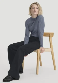 hessnatur Jersey Hose Wide Leg Relaxed aus Bio-Baumwolle von schwarz Sale
