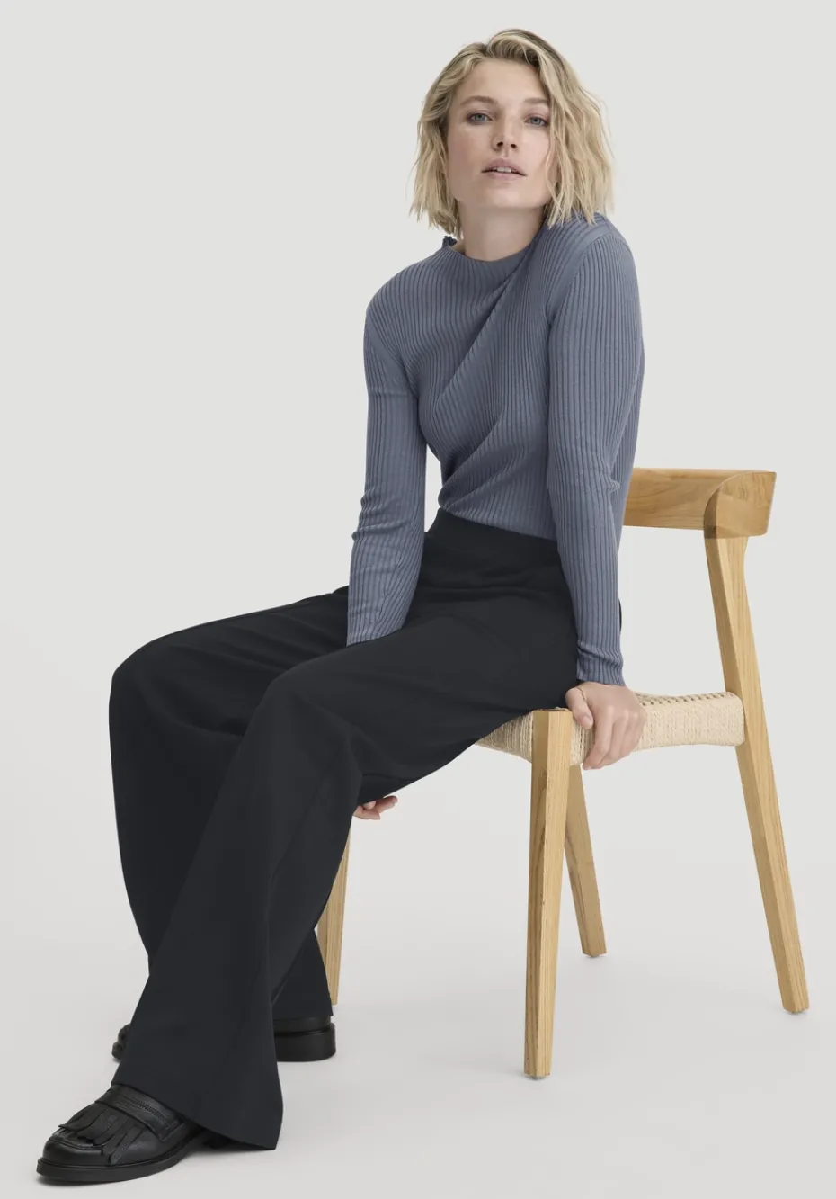 hessnatur Jersey Hose Wide Leg Relaxed aus Bio-Baumwolle von schwarz Sale