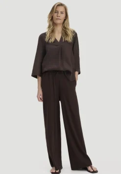 hessnatur Jersey Hose Wide Leg Relaxed aus Leinen und Bio-Baumwolle von kakao braun