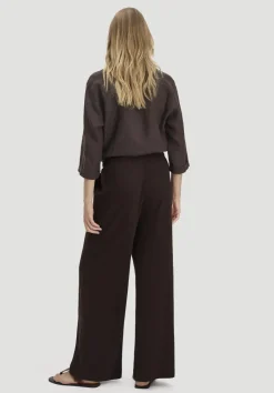 hessnatur Jersey Hose Wide Leg Relaxed aus Leinen und Bio-Baumwolle von kakao braun