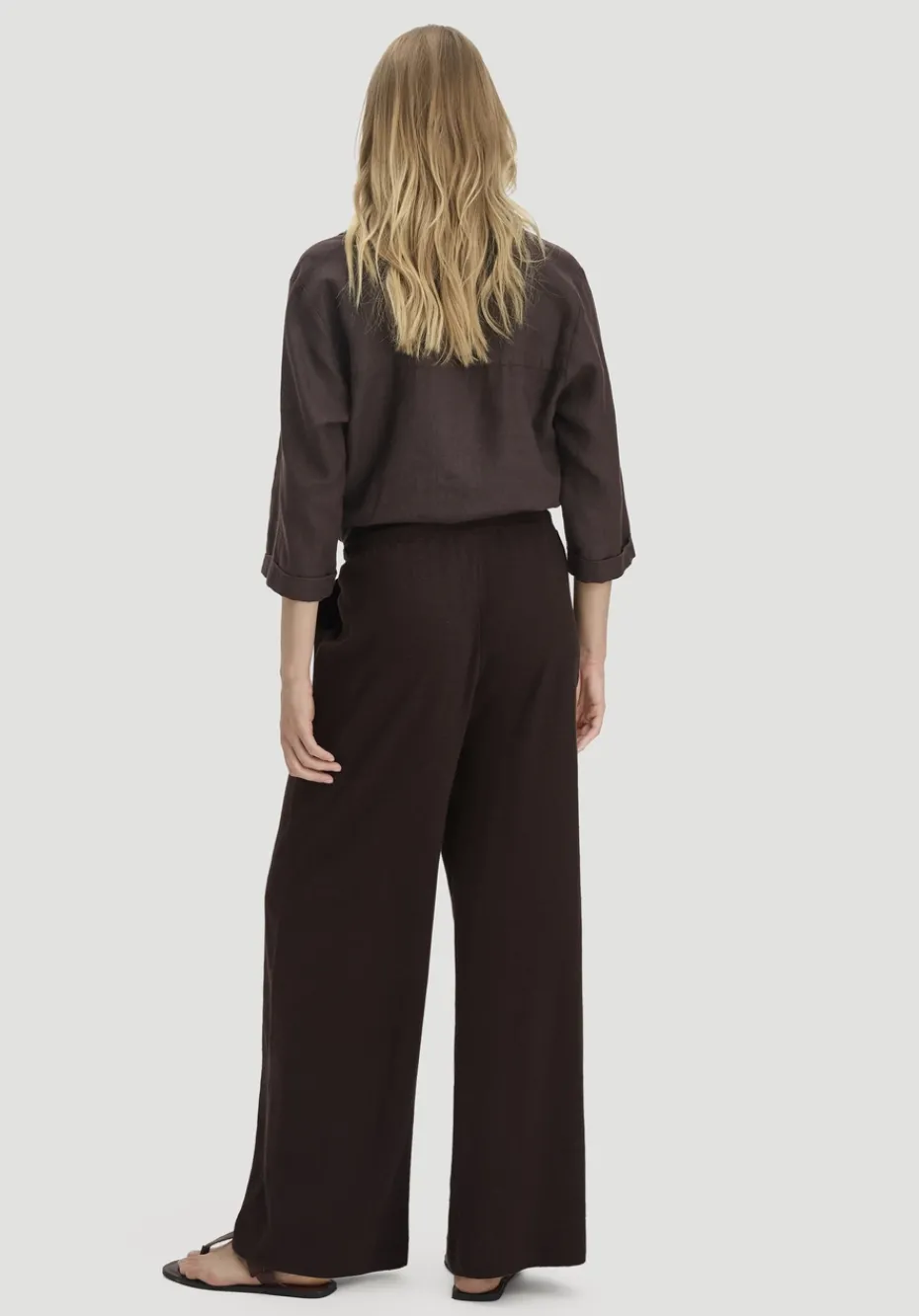 hessnatur Jersey Hose Wide Leg Relaxed aus Leinen und Bio-Baumwolle von kakao braun