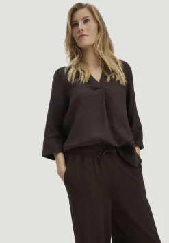 hessnatur Jersey Hose Wide Leg Relaxed aus Leinen und Bio-Baumwolle von kakao braun