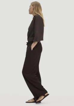 hessnatur Jersey Hose Wide Leg Relaxed aus Leinen und Bio-Baumwolle von kakao braun