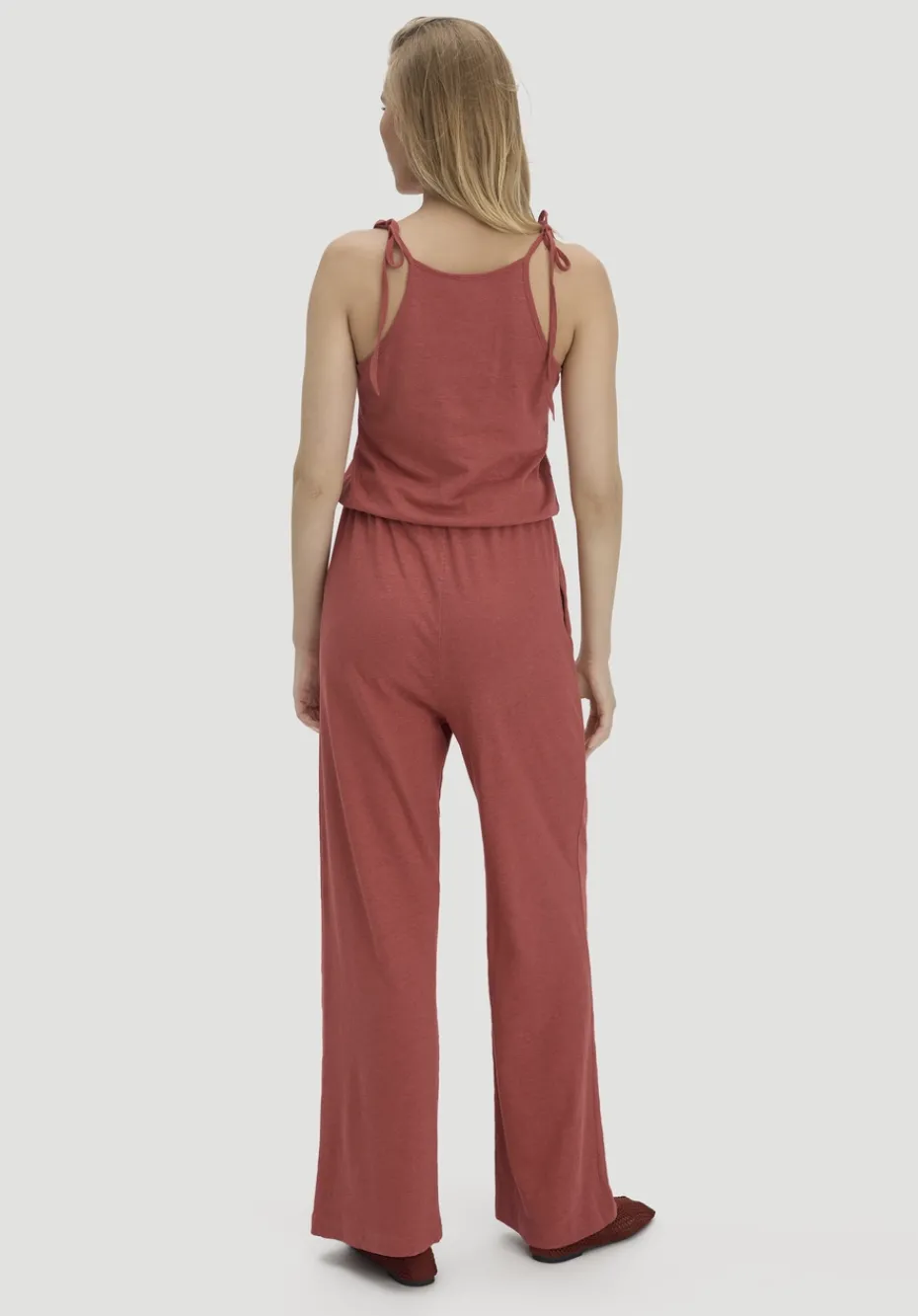 hessnatur Jersey Jumpsuit Relaxed aus Leinen und Bio-Baumwolle von terrakotta Clearance