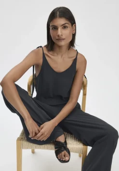 hessnatur Jersey Jumpsuit Relaxed aus Leinen und Bio-Baumwolle von schwarz Online