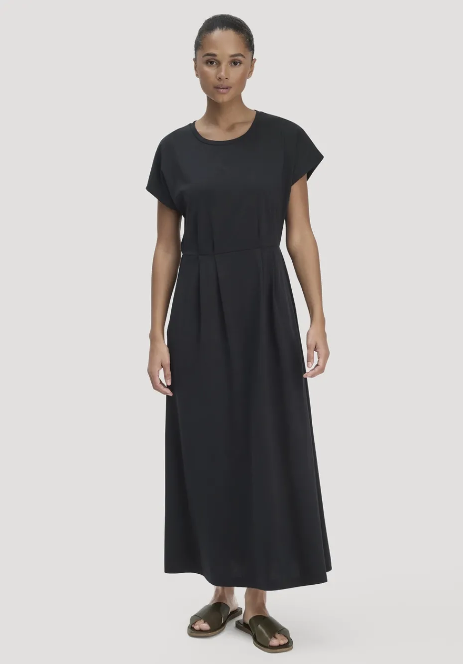 hessnatur Jersey Kleid Knöchellang Relaxed aus reiner Bio-Baumwolle von schwarz Online