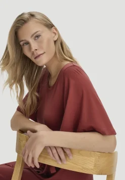 hessnatur Jersey Kleid Kniebedeckend Slim aus TENCEL™ Lyocell von terrakotta New