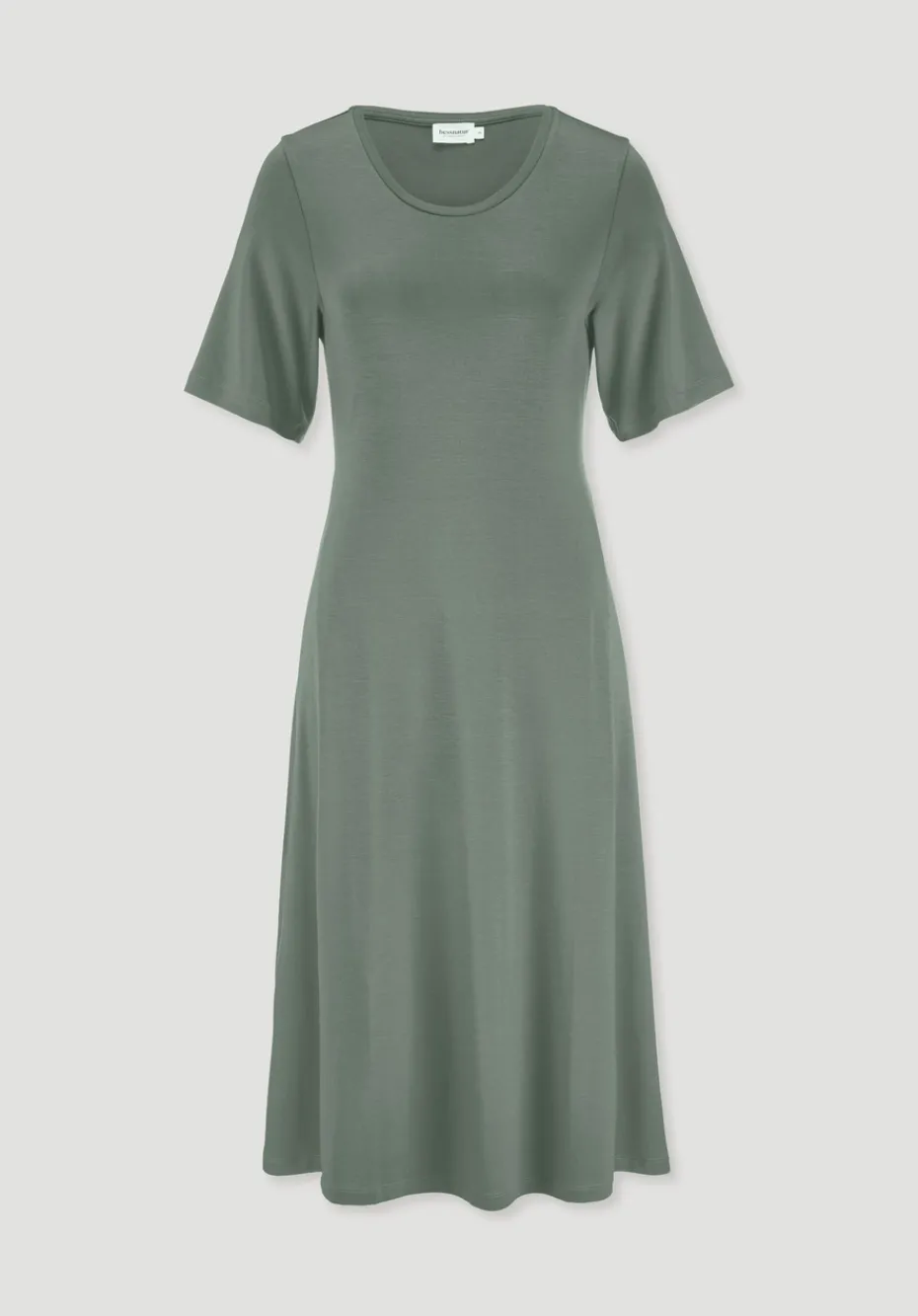 hessnatur Jersey Kleid Kniebedeckend Slim aus TENCEL™ Lyocell von mattgrün New