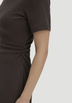 hessnatur Jersey Kleid Kniebedeckend Slim aus reiner Bio-Baumwolle von kakao braun