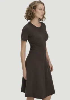 hessnatur Jersey Kleid Kniebedeckend Slim aus reiner Bio-Baumwolle von kakao braun
