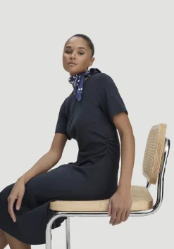 hessnatur Jersey Kleid Kniebedeckend Slim aus reiner Bio-Baumwolle von marine Sale