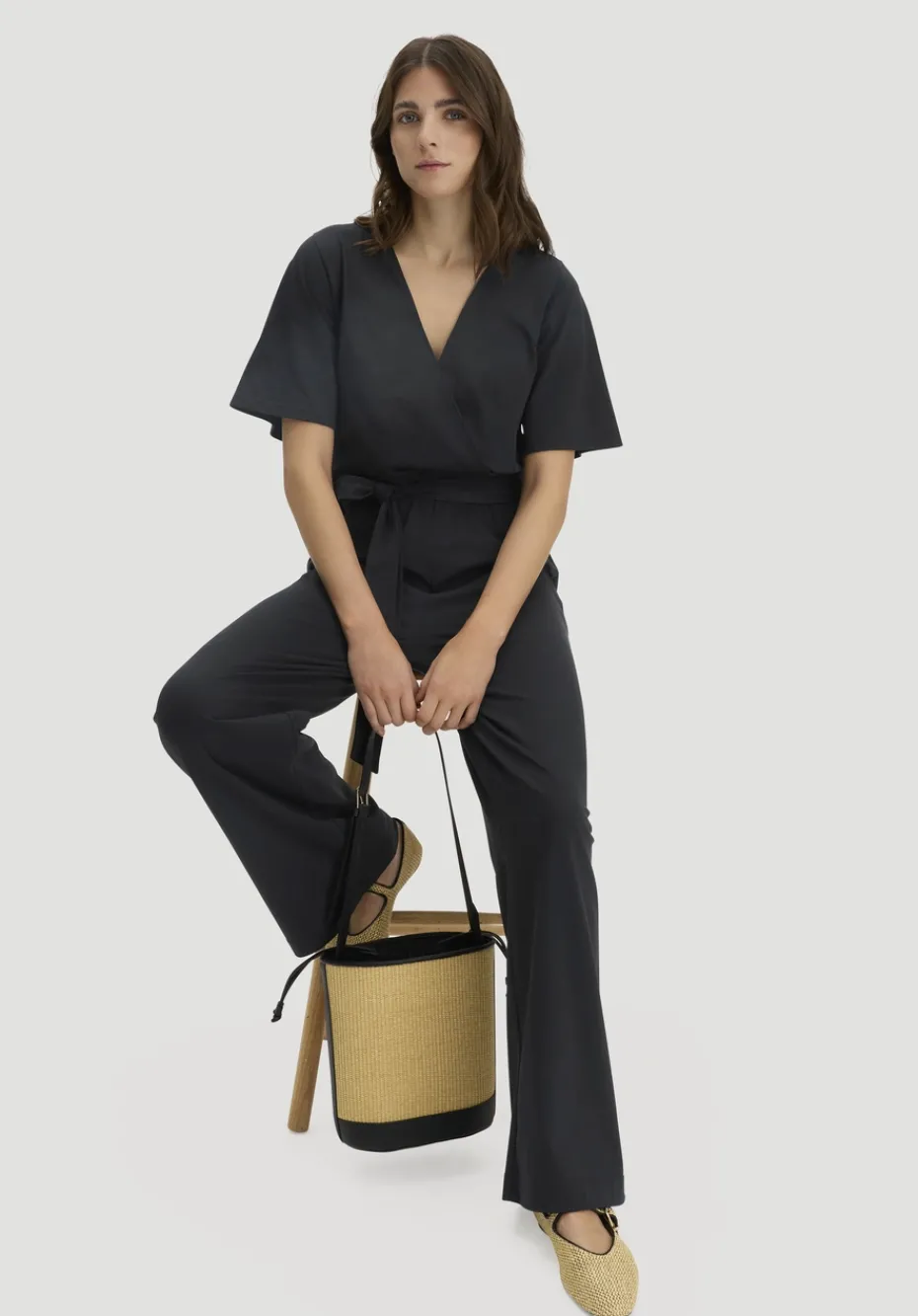 hessnatur Jersey Overall Relaxed aus reiner Bio-Baumwolle von schwarz Discount