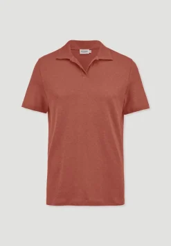 hessnatur Jersey Polo Relaxed aus Leinen und Bio-Baumwolle von terrakotta