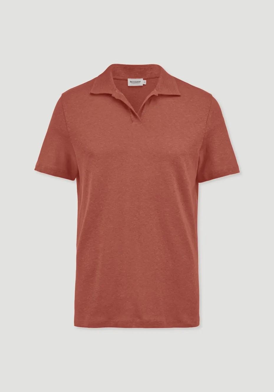 hessnatur Jersey Polo Relaxed aus Leinen und Bio-Baumwolle von terrakotta