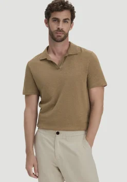 hessnatur Jersey Polo Relaxed aus Leinen und Bio-Baumwolle von camel