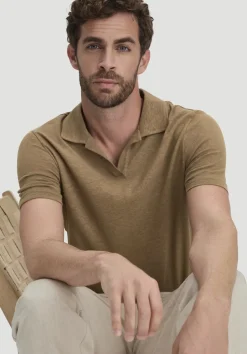 hessnatur Jersey Polo Relaxed aus Leinen und Bio-Baumwolle von camel