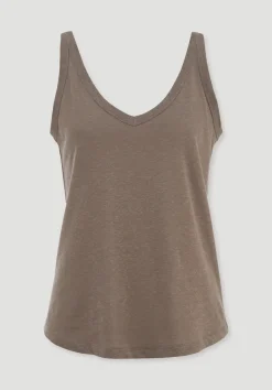 hessnatur Jersey Top Regular aus Leinen und Bio-Baumwolle von mocca
