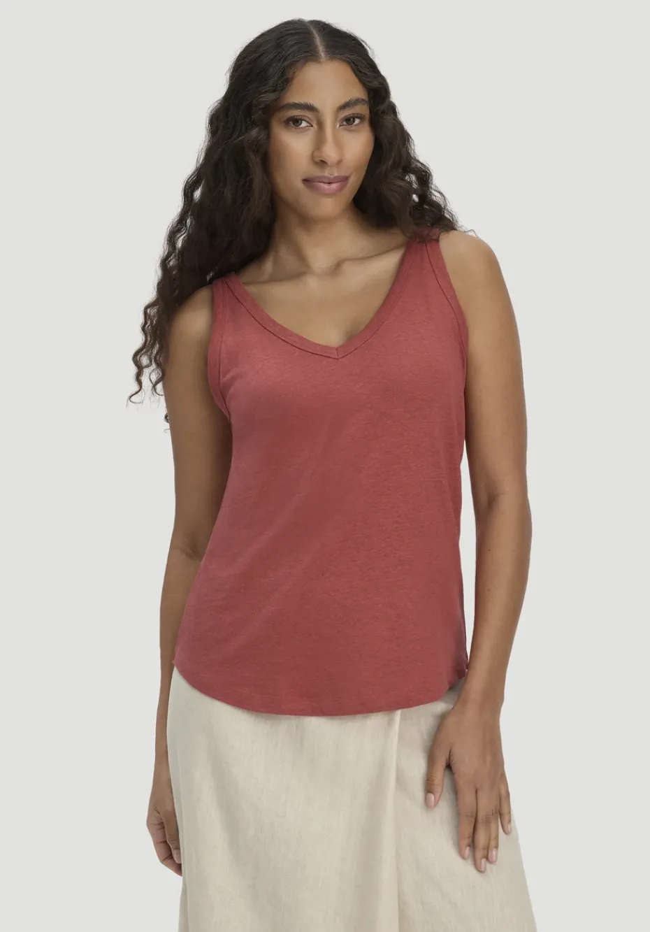 hessnatur Jersey Top Regular aus Leinen und Bio-Baumwolle von terrakotta New