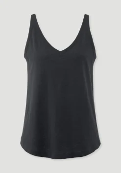 hessnatur Jersey Top Regular aus Leinen und Bio-Baumwolle von schwarz Discount