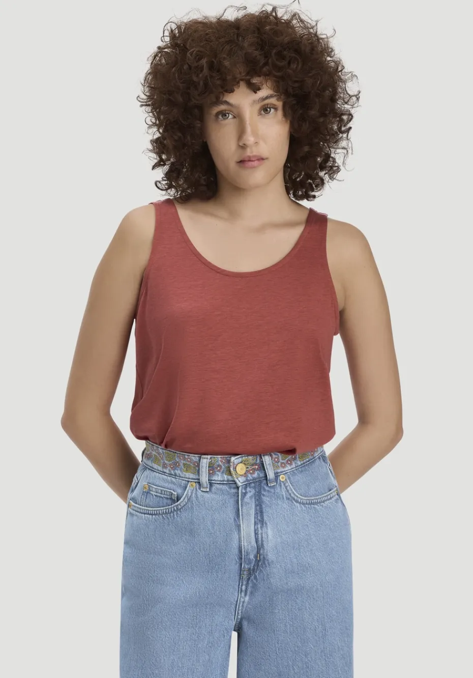 hessnatur Jersey Top Relaxed aus TENCEL™ Lyocell mit Bio-Baumwolle von terrakotta Outlet