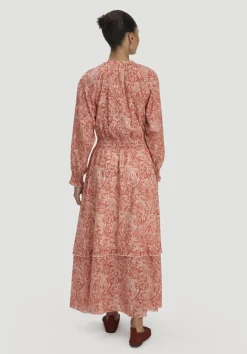 hessnatur Kleid mit Taillierung Maxi aus reiner Bio-Baumwolle von pfirsichrot Sale
