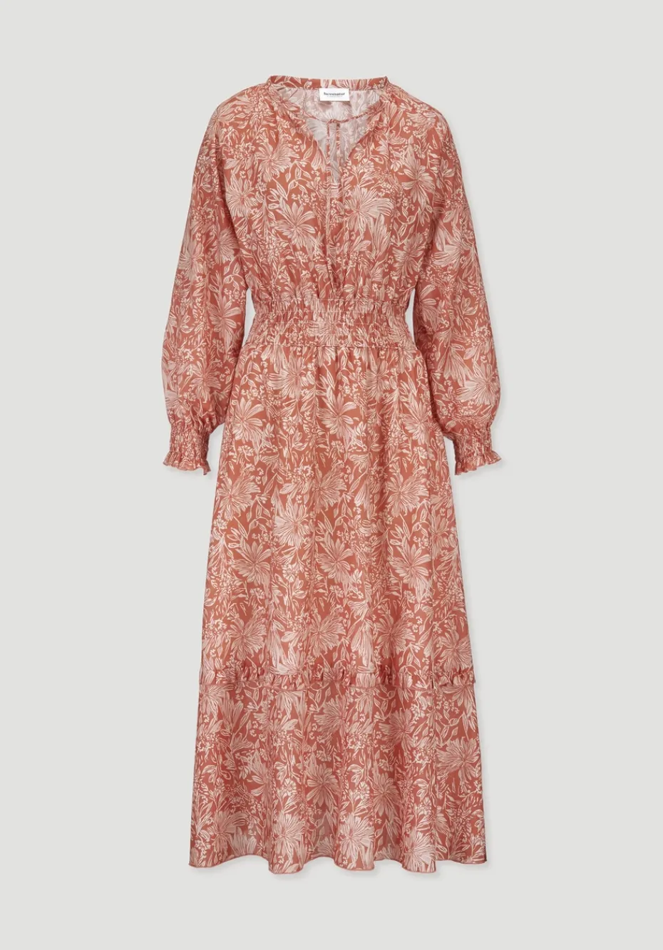 hessnatur Kleid mit Taillierung Maxi aus reiner Bio-Baumwolle von pfirsichrot Sale