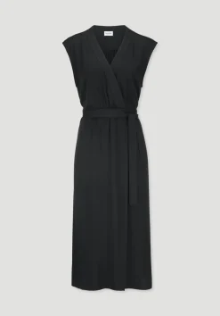 hessnatur Kleid mit Wickeloptik Midi aus LENZING™ ECOVERO™ von schwarz Outlet