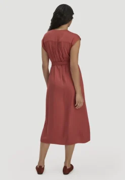 hessnatur Kleid mit Wickeloptik Midi aus LENZING™ ECOVERO™ von terrakotta Sale