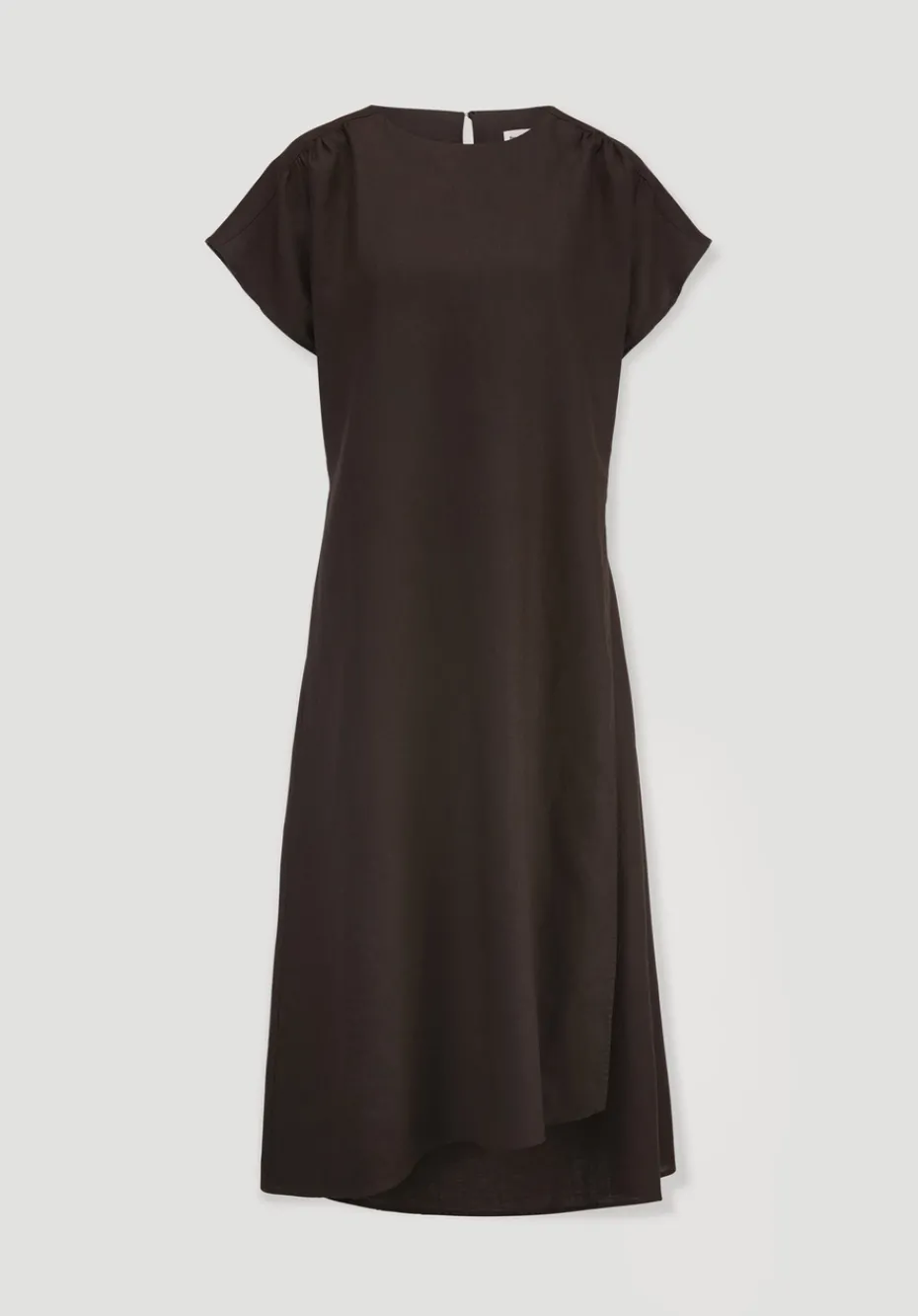 hessnatur Kleid mit Wickeloptik Midi aus reinem Leinen von kakao braun New