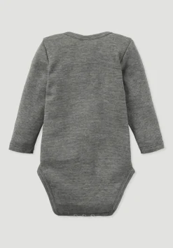 hessnatur Langarm Body aus Bio-Baumwolle mit Bio-Merinowolle und Seide von anthrazit Outlet