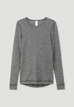 hessnatur Langarmshirt SILK & WARM TOUCH mit Bio-Merinowolle und Seide von anthrazit Sale