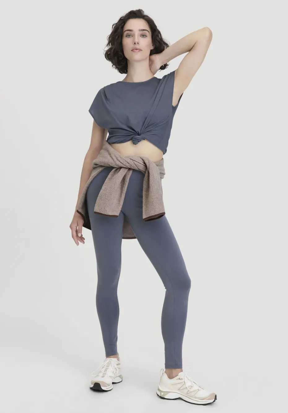 hessnatur Leggings Medium Cut ACTIVE LIGHT aus Bio-Baumwolle von schieferblau