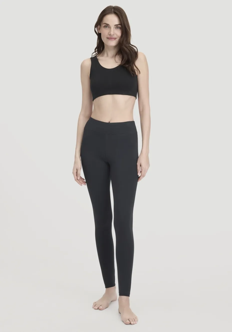 hessnatur Leggings Medium Cut ACTIVE LIGHT aus Bio-Baumwolle von schwarz New