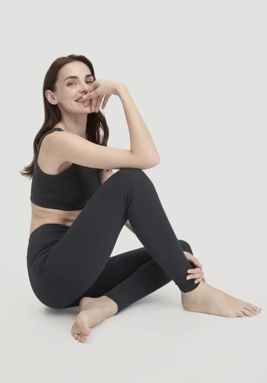 hessnatur Leggings Medium Cut ACTIVE LIGHT aus Bio-Baumwolle von schwarz New