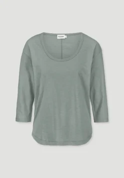 hessnatur Light Slub Longsleeve Relaxed aus reiner Bio-Baumwolle von mattgrün