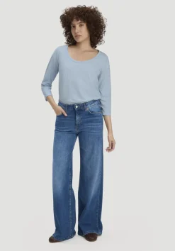 hessnatur Light Slub Longsleeve Relaxed aus reiner Bio-Baumwolle von perlblau New