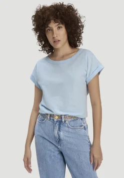 hessnatur Light Slub T-Shirt Relaxed aus reiner Bio-Baumwolle von perlblau