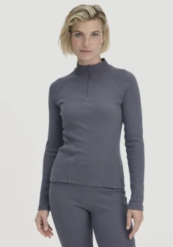 hessnatur Longsleeve Fitted BETTER RECYCLING aus Bio-Baumwolle von schieferblau Clearance
