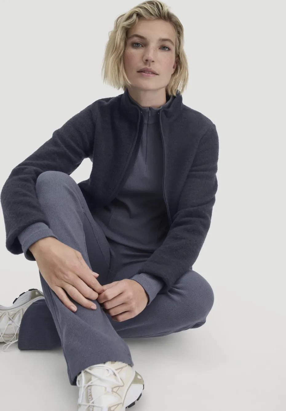 hessnatur Longsleeve Fitted BETTER RECYCLING aus Bio-Baumwolle von schieferblau Clearance