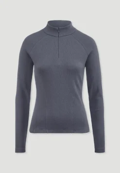 hessnatur Longsleeve Fitted BETTER RECYCLING aus Bio-Baumwolle von schieferblau Clearance