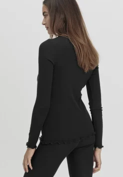 hessnatur Longsleeve mit Rollkragen WARM TOUCH aus Bio-Merinowolle und TENCEL™ Lyocell von schwarz Sale