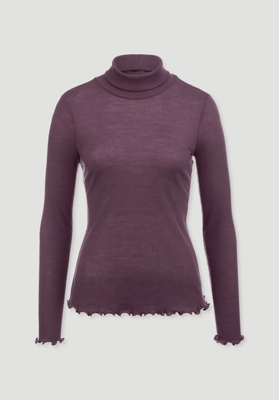 hessnatur Longsleeve mit Rollkragen WARM TOUCH aus Bio-Merinowolle und TENCEL™ Lyocell von brombeere Best