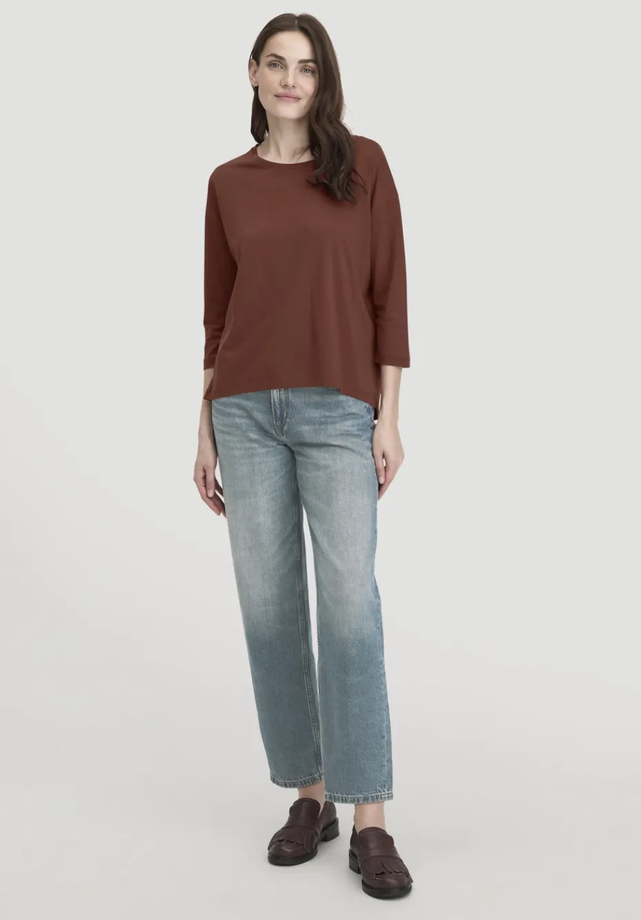 hessnatur Longsleeve Oversize aus TENCEL™ Lyocell mit Bio-Baumwolle von dunkles rost Sale