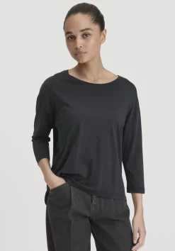 hessnatur Longsleeve Oversize aus TENCEL™ Lyocell mit Bio-Baumwolle von schwarz Hot