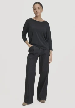 hessnatur Longsleeve Oversize aus TENCEL™ Lyocell mit Bio-Baumwolle von schwarz Hot