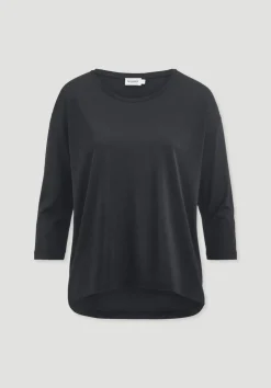 hessnatur Longsleeve Oversize aus TENCEL™ Lyocell mit Bio-Baumwolle von schwarz Hot