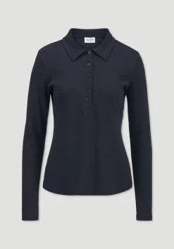 hessnatur Longsleeve Polo Slim aus reiner Bio-Baumwolle von marine Best