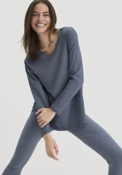 hessnatur Longsleeve Relaxed ACTIVE LIGHT aus reiner Bio-Baumwolle von schieferblau Online
